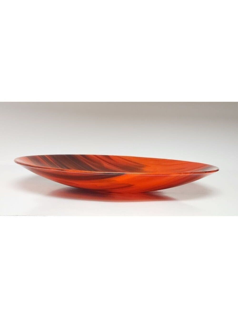 Large Vintage 1980s Decorative Home Accent 16.5" Red Glass  Bowl